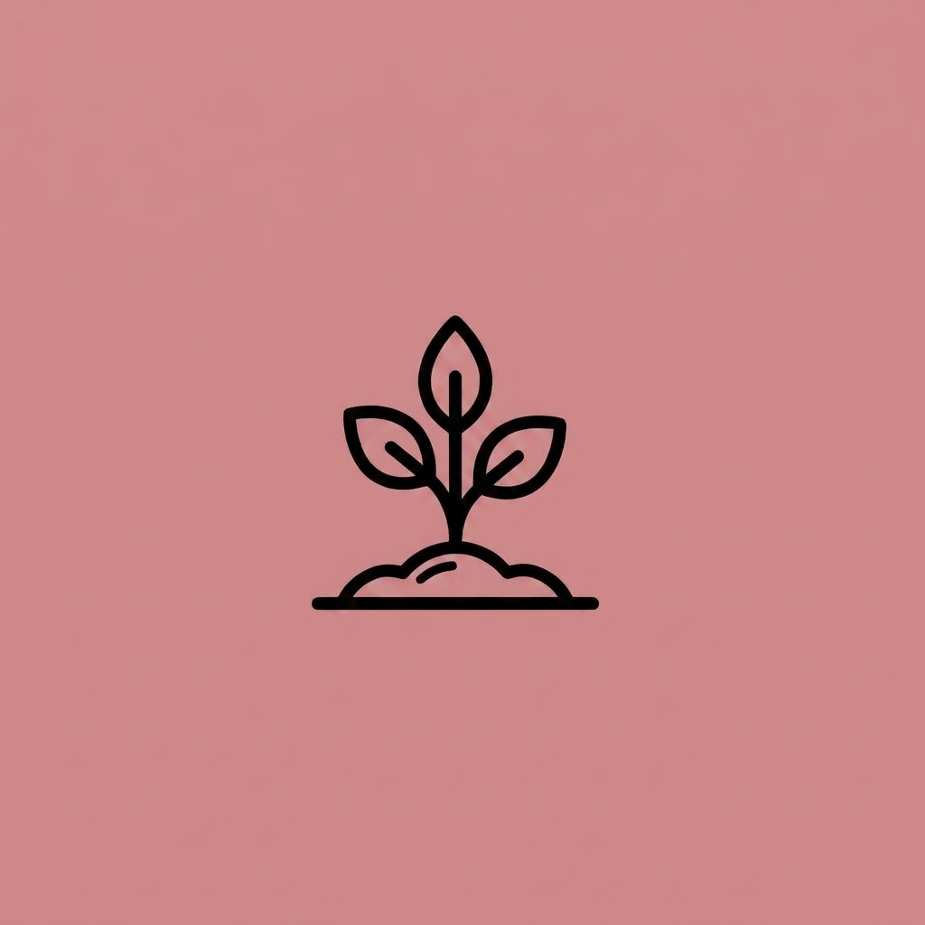 Plant with leaves growing from soil and an arrow pointing upward